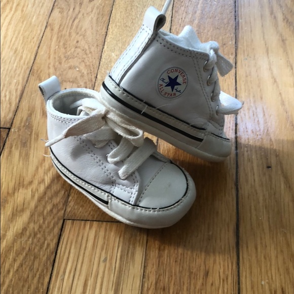 infant white leather converse